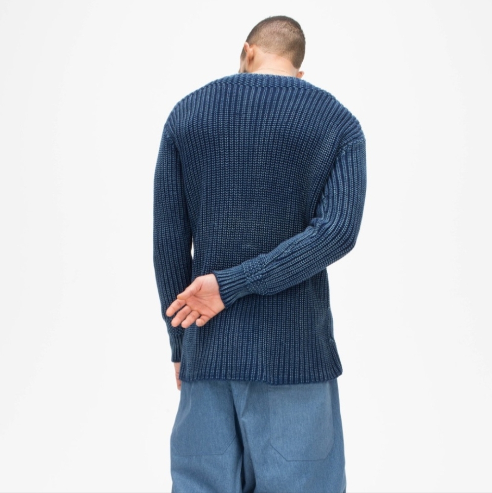 Willy Chavarria Blue Knit Long Ribbed Sweater